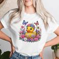 黄色いアヒルのイースター蝶の花のシー レディースTシャツ 彼女への贈り物