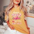 44歳 1982年8月 花柄 44歳 誕生日 男性 女性 レディースオーバーサイズコンフォートTシャツ Mustard