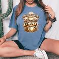 Instant Human Just Add Coffee 面白いカフェインの引用 レディースオーバーサイズコンフォートTシャツ Blue Jean