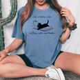 Life Is Better With Books Cats And Coffee レディースオーバーサイズコンフォートTシャツ Blue Jean