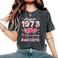 53歳 1973年8月 花柄 53歳 誕生日 男性 女性 レディースオーバーサイズコンフォートTシャツ Pepper