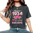 92歳 1934年8月 花柄 92歳 誕生日 男性 女性 レディースオーバーサイズコンフォートTシャツ Pepper