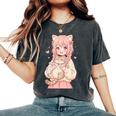 かわいい アニメ 女の子 抱っこ 猫 かわいい 漫画 猫好き オタク レディースオーバーサイズコンフォートTシャツ Pepper