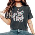 かわいいチンチラ花柄チンチラ 長袖tシャツ レディースオーバーサイズコンフォートTシャツ Pepper