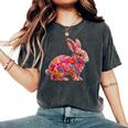 夏に可愛い花うさぎ 花柄 うさぎ レディースオーバーサイズコンフォートTシャツ Pepper
