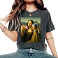 女の子の真珠のイヤリングを持つモナリザの自撮り面白いアート レディースオーバーサイズコンフォートTシャツ Pepper