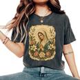 聖母マリアの祈り 花 カトリック 祈り 神聖な芸術 レディースオーバーサイズコンフォートTシャツ Pepper