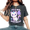 誕生日の女の子6歳、猫、ユニコーン、6歳の誕生日 レディースオーバーサイズコンフォートTシャツ Pepper