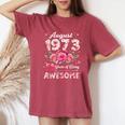 53歳 1973年8月 花柄 53歳 誕生日 男性 女性 レディースオーバーサイズコンフォートTシャツ Crimson