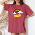 Present Cute arcastic Retrointage Rainbow レディースオーバーサイズコンフォートTシャツ Crimson