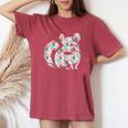 かわいいチンチラ花柄チンチラ 長袖tシャツ レディースオーバーサイズコンフォートTシャツ Crimson