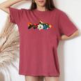 トラウト 魚 シルエット 花 ボタニカル フローラル レディースオーバーサイズコンフォートTシャツ Crimson