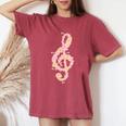 ト音記号 ト音記号 花 ミュージシャンギフト レディースオーバーサイズコンフォートTシャツ Crimson