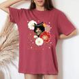 ボブキャット ウィッグ カツラ おかっぱ 猫 日本 和風 美しい 花 猫ミーム レディースオーバーサイズコンフォートTシャツ Crimson