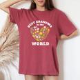 母の日 世界で一番のおばあちゃん グランドマザー レディースオーバーサイズコンフォートTシャツ Crimson