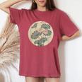 蓮の花 浮世絵 日本風アート レディースオーバーサイズコンフォートTシャツ Crimson