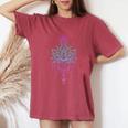 蓮の花 禅 マンダラ 平和 ヨガ レディースオーバーサイズコンフォートTシャツ Crimson