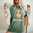 Duck You Duck Lover ひっくり返す鳥 クワック ダッキー 皮肉 レディースオーバーサイズコンフォートTシャツ Moss