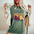 I Like Beer And Bass ギターと 3人 ベーシストギフト レディースオーバーサイズコンフォートTシャツ Moss