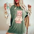 かわいい アニメ 女の子 抱っこ 猫 かわいい 漫画 猫好き オタク レディースオーバーサイズコンフォートTシャツ Moss