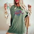 カラフルなインドの象の花柄象アート レディースオーバーサイズコンフォートTシャツ Moss