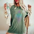蓮の花 禅 マンダラ 平和 ヨガ レディースオーバーサイズコンフォートTシャツ Moss