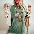 詳細なハチドリと野花ボタニカル。 レディースオーバーサイズコンフォートTシャツ Moss