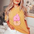 8歳の誕生日、女の子8歳、アイスクリーム、ナンバー8 レディースオーバーサイズコンフォートTシャツ Mustard