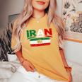 Iran Lionun Flagiranpersianflag Of Iran 長袖tシャツ レディースオーバーサイズコンフォートTシャツ Mustard