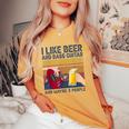 I Like Beer And Bass ギターと 3人 ベーシストギフト レディースオーバーサイズコンフォートTシャツ Mustard