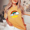 Present Cute arcastic Retrointage Rainbow レディースオーバーサイズコンフォートTシャツ Mustard