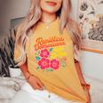 República Dominicana Qué Lo Que ドミニカ共和国 花 レディースオーバーサイズコンフォートTシャツ Mustard