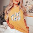 かわいいチンチラ花柄チンチラ 長袖tシャツ レディースオーバーサイズコンフォートTシャツ Mustard
