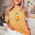 ビールをすすめるねこ 猫 ビール Cat Beer 日本語バージョン レディースオーバーサイズコンフォートTシャツ Mustard