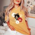 ボブキャット ウィッグ カツラ おかっぱ 猫 日本 和風 美しい 花 猫ミーム レディースオーバーサイズコンフォートTシャツ Mustard