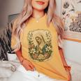 聖母マリアの祈り 花 カトリック 祈り 神聖な芸術 レディースオーバーサイズコンフォートTシャツ Mustard