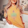 蓮の花 禅 マンダラ 平和 ヨガ レディースオーバーサイズコンフォートTシャツ Mustard