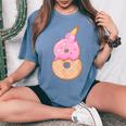 8歳の誕生日、女の子8歳、アイスクリーム、ナンバー8 レディースオーバーサイズコンフォートTシャツ Blue Jean