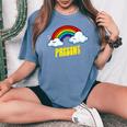 Present Cute arcastic Retrointage Rainbow レディースオーバーサイズコンフォートTシャツ Blue Jean