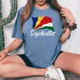 セイシェル 国旗 セイシェル アフリカ 愛国心 男性 女性 キッズ レディースオーバーサイズコンフォートTシャツ Blue Jean