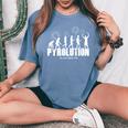 パイロリューション パイロ 花火 花火師 レディースオーバーサイズコンフォートTシャツ Blue Jean