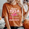 92歳 1934年8月 花柄 92歳 誕生日 男性 女性 レディースオーバーサイズコンフォートTシャツ Yam