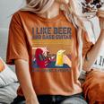 I Like Beer And Bass ギターと 3人 ベーシストギフト レディースオーバーサイズコンフォートTシャツ Yam
