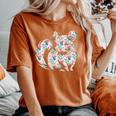 かわいいチンチラ花柄チンチラ 長袖tシャツ レディースオーバーサイズコンフォートTシャツ Yam