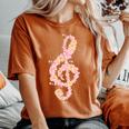 ト音記号 ト音記号 花 ミュージシャンギフト レディースオーバーサイズコンフォートTシャツ Yam