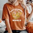 母の日 世界で一番のおばあちゃん グランドマザー レディースオーバーサイズコンフォートTシャツ Yam