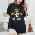 It's My 42歳の誕生日パーティー 42歳の誕生日 男性 女性 レディースオーバーサイズコンフォートTシャツ Black