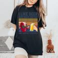 I Like Beer And Bass ギターと 3人 ベーシストギフト レディースオーバーサイズコンフォートTシャツ Black