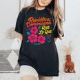 República Dominicana Qué Lo Que ドミニカ共和国 花 レディースオーバーサイズコンフォートTシャツ Black