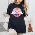 メルちゃん くまさんカーでlet's Go Drive 〜Under The Rainbow〜【片面プリント】 レディースオーバーサイズコンフォートTシャツ Black